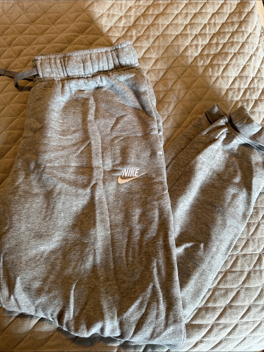 Nike Gray Sweat Joggers with White Swoosh